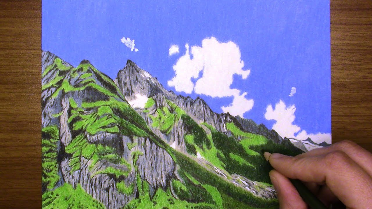 mountain drawing color