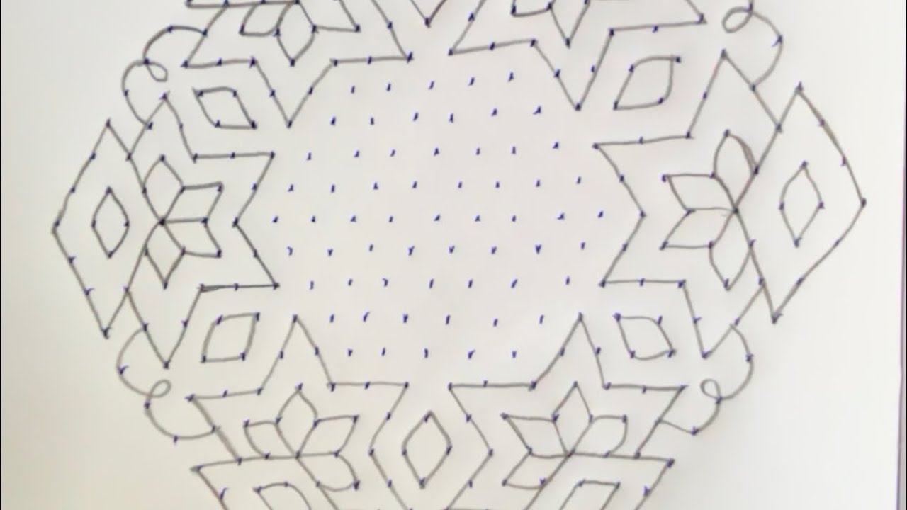 Beautiful 21x10 Dots Rangoli Design | Big Kolam for Festivals | Easy & Attractive Muggu