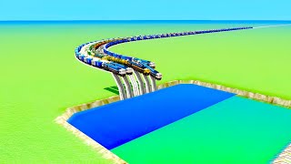 6 HEAVY FREIGHT TRAINS VS IMPOSSIBLE WATER PIT😱JUMP TRAIN RISKY SLIDE TRAIN SIMULATOR screenshot 1