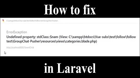 How to fix Undefined property: stdClass::$nam in Laravel