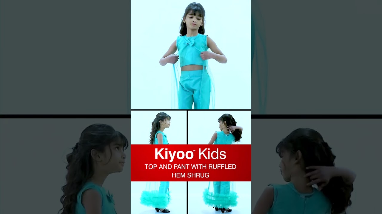 KIYOO KIDS TOP & PANT WITH RUFFLED HEM SHRUG 