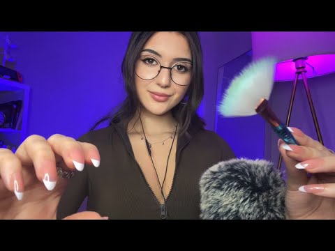 Sleepy & Gentle ASMR 🌀Face Brushing, Scratching, Whispering