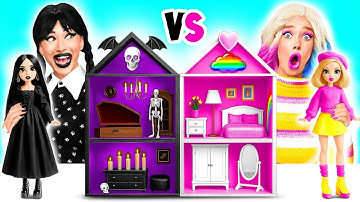 We Build Amazing Doll House Wednesday vs Enid Challenge | Funny Moments by BaRaDa Challenge