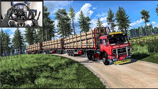 Handling a Massive Tripple Trailer 50 Tons Load of Huge Logs - Euro Truck Simulator 2 - Moza R9 screenshot 2