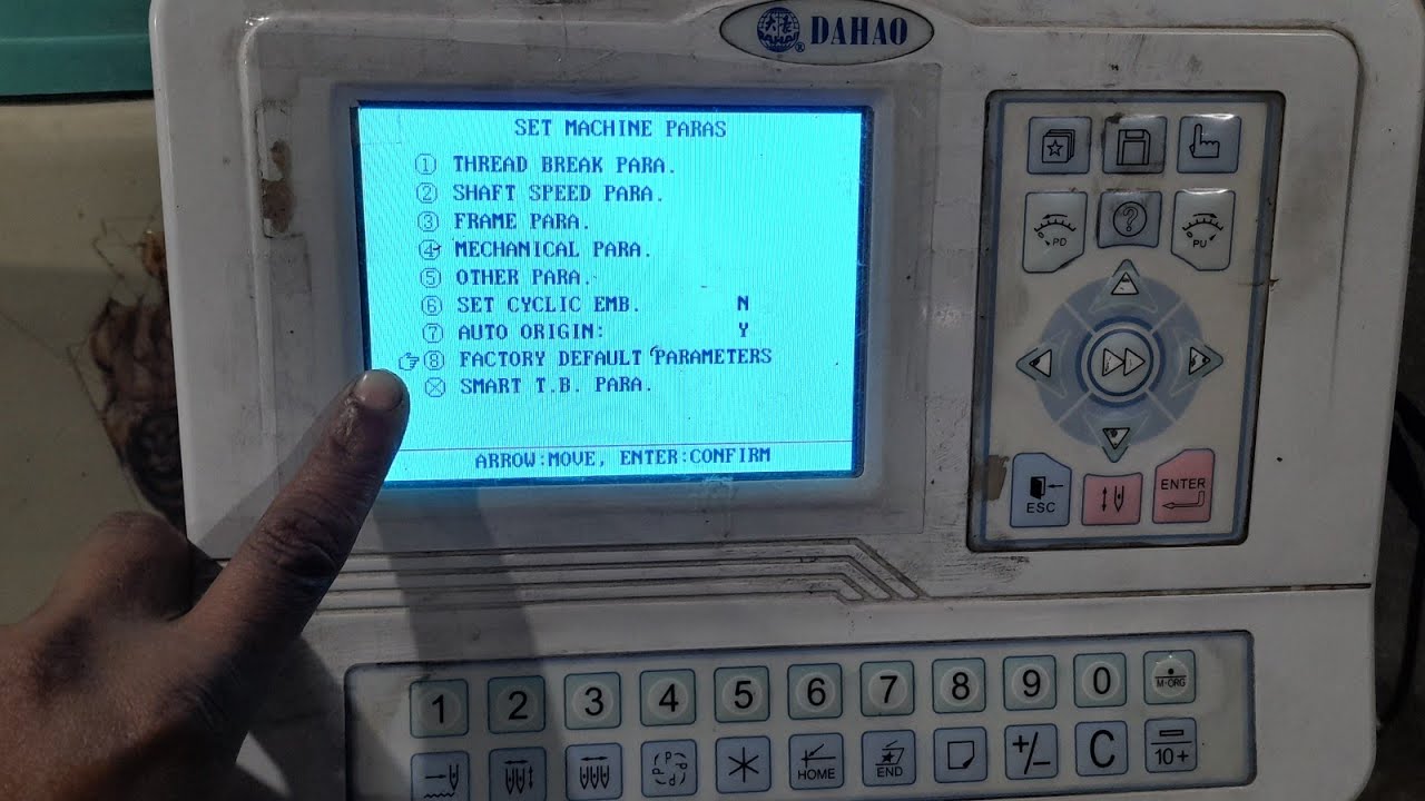 new dahao Embroidery machine computer setting in hindi