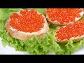 Топ-5 бутерброды с красной икрой на батоне (хлебе)/Sandwiches with red caviar