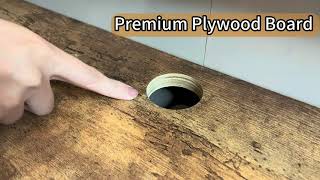 Rustic Brown Plywood Slim Floating TV Shelf with Door Storage