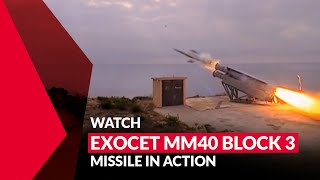 EXOCET MM40 BLOCK 3 firings from ground to sea and from ship to ship operations.The EXOCET MM40 BLOCK 3 weapon system is the latest generation ship-borne version of the MBDA's EXOCET family for mariti