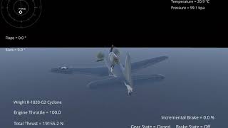 Silantro Unity3d Flight Simulator: Douglas SBD3 Flight test + Landing 2