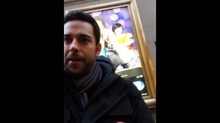 Zachary Levi signing playbills at First Date