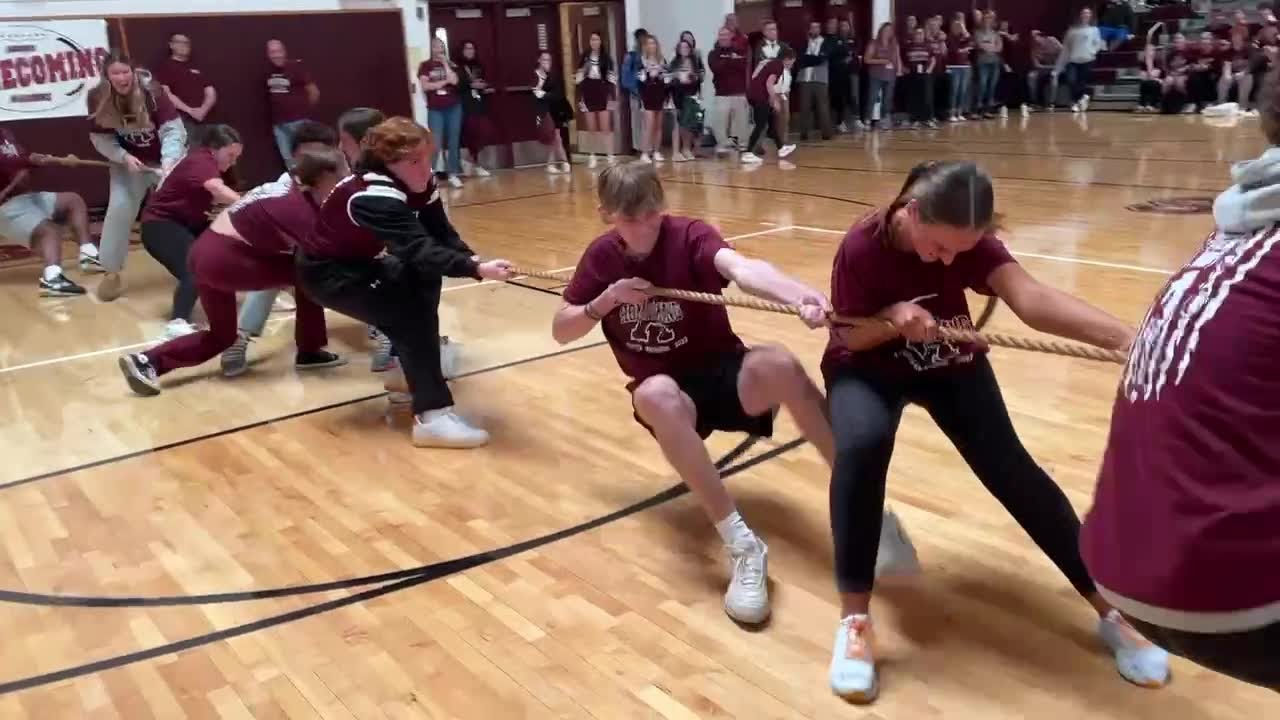 Watch Now: Senoirs take on feisty freshman in tug-of-war during AHS pep rally