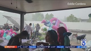 Heavy rain hits Menifee, sending birthday party guests scrambling