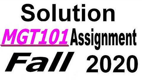 Mgt101 Assignment 1 FAll2020-2021 SOLUTION