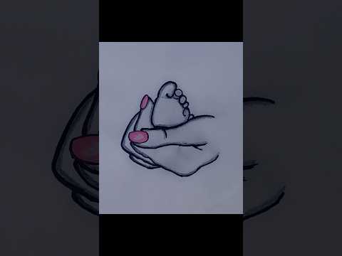 Easy Baby Feet In Mother Hand Drawing🤱💞#viral #drawing #art #youtubeshorts #trending #creative