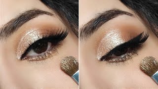 : Sparkly Cut Crease with Coffee Brown Tone Eyeshadow Tutorial for Party/Wedding...