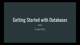 Getting Started with Databases