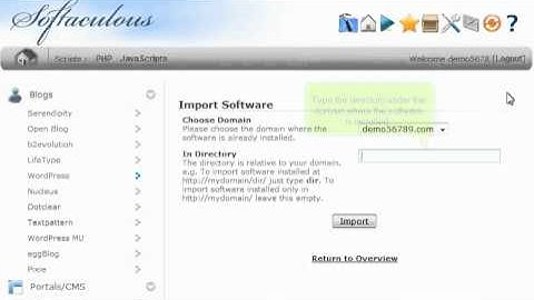 Importing a script into Softaculous