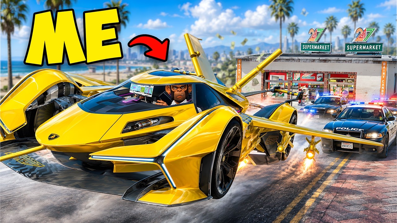 Robbing Stores Using a Flying Lamborghini sa GTA 5