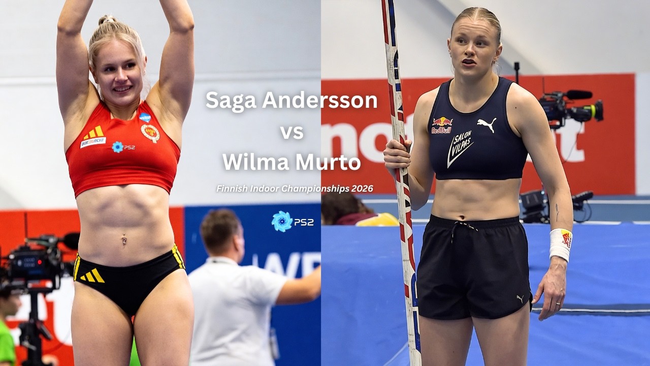 Saga Andersson vs Wilma Murto, Finnish Indoor Championships 2026 #femaleathletes #womenspolevault