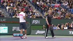 Federer imitates Nadal twice