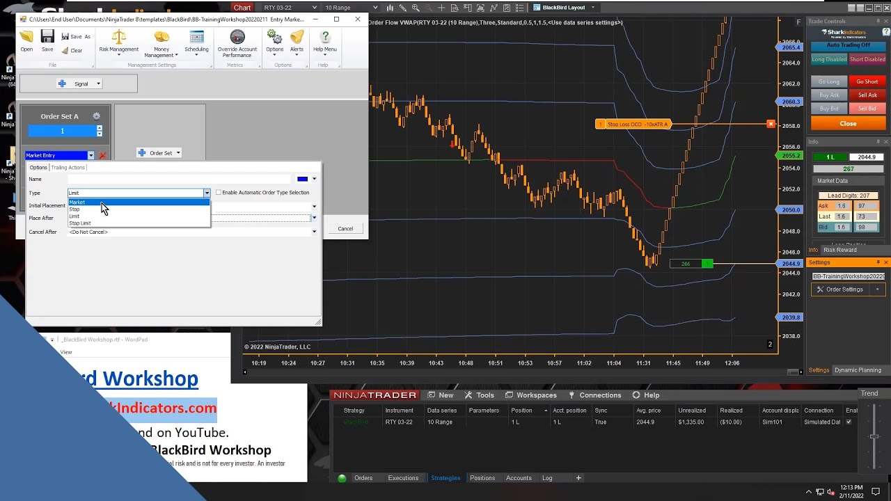 BlackBird - Differences Between the Entry Order’s ‘Place After’ option vs.  Trailing Rules