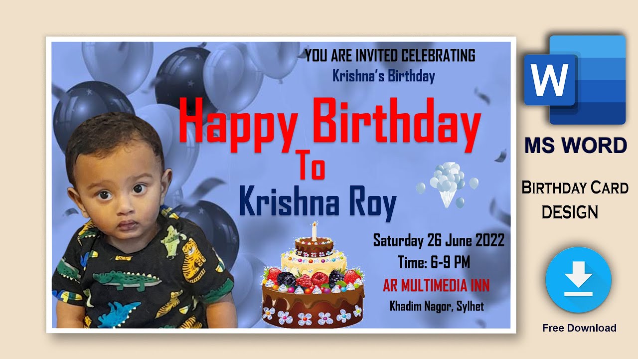 MS Word Tutorial How To Make Happy Birthday Invitation Card Design In 