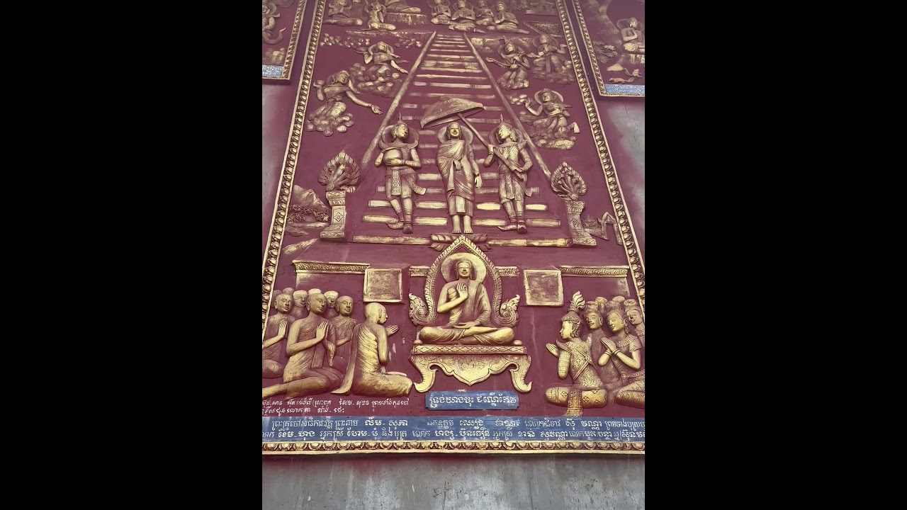 The Khmer Buddhist Art on Temple wall in jungle 