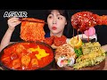 ASMR MUKBANG| 직접 만든 버섯 떡볶이 양념치킨 김밥 & 디저트 먹방 & 레시피 FRIED CHICKEN AND Tteokbokki EATING