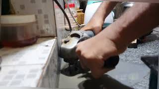 How to make  hole in kitchen table for gas pipe. with angle grinder a