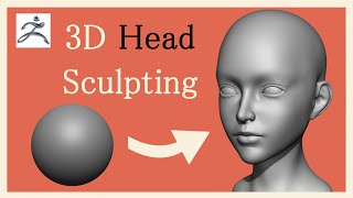 女性の顔の3Dスカルプト - Sculpting a female head in Zbrush Timelapse
