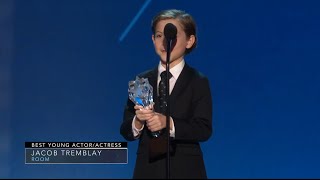 Jacob Tremblay Wins Best Young Actor 2016 Critics' Choice Awards  React And Funny Video Maker
