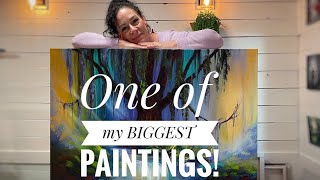 PAINTING ONE OF MY BIGGEST PIECES! Acrylic Tutorial 