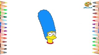 كيفية رسم شخصية كرتونية من عائلة سيمبسون _ رسم Marge Simpson_ رسومات سهلة وبسيطة_تعليم الرسم للأطفال