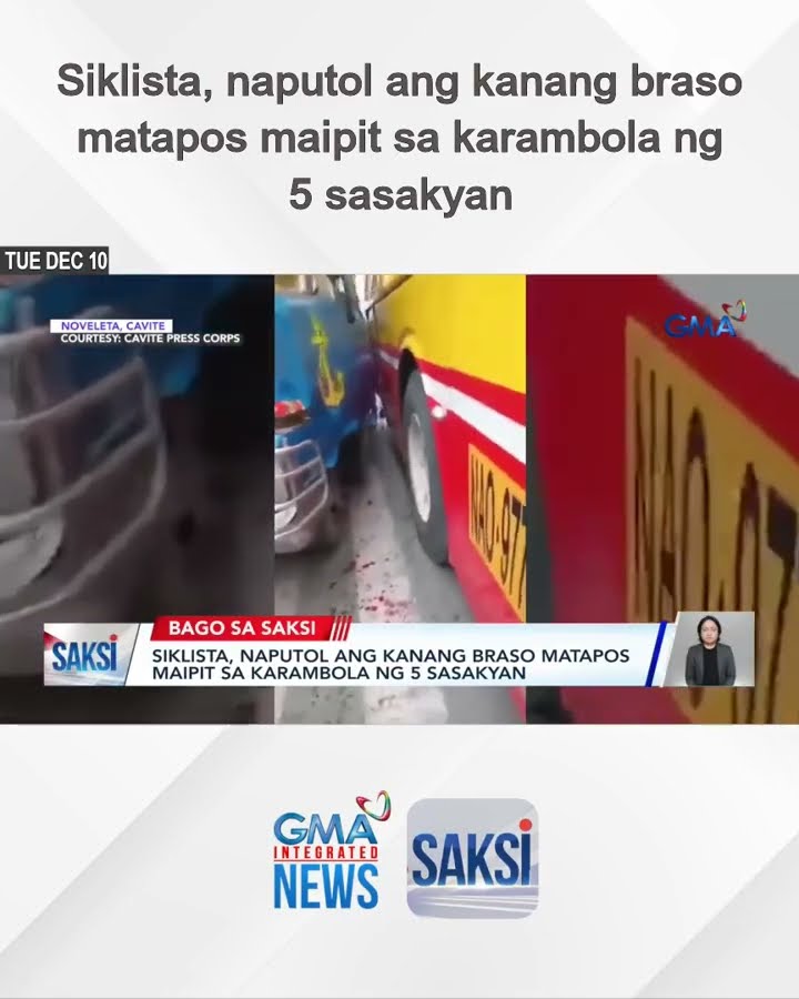 Siklista, naputol ang kanang braso matapos maipit sa karambola ng 5 sasakyan | Saksi