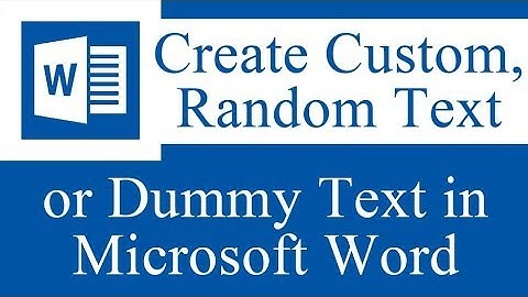 Create custom random text in MS Word - Microsoft Word Tutorial