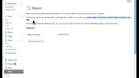 Exporting your content for importing into another WordPress blog
