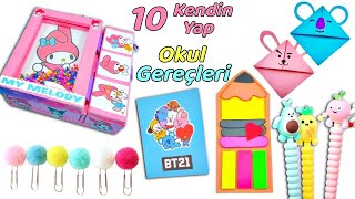 10 KENDİN YAP HARİKA OKUL MALZEMELERİ FİKİRLERİ - OKULA DÖNÜŞ TÜYOLARI VE EL İŞLERİ