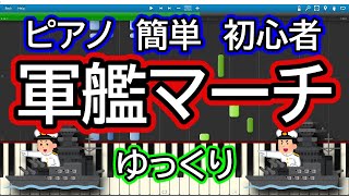 軍艦マーチ(軍艦、軍艦行進曲) ゆっくりドレミ付き簡単ピアノ