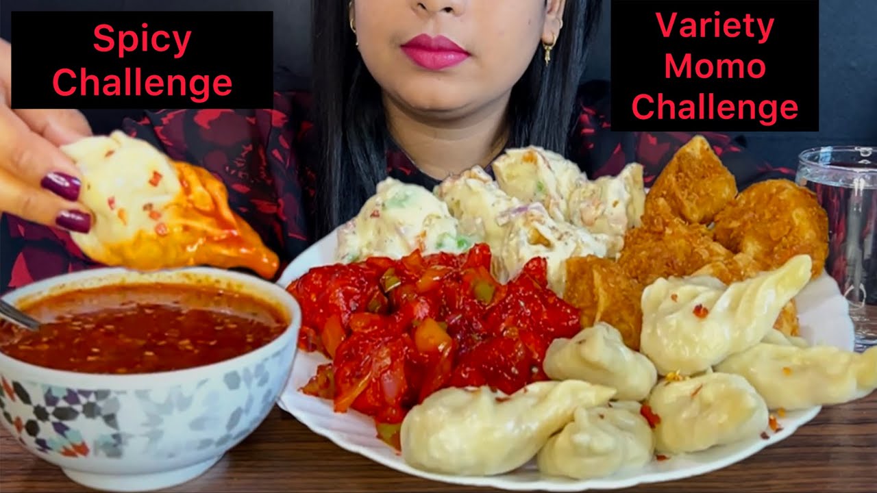 Spicy momos, Kurkure momos, Chilli momos, Afgani momos | Momos Eating Challenge | Momo Challenge 