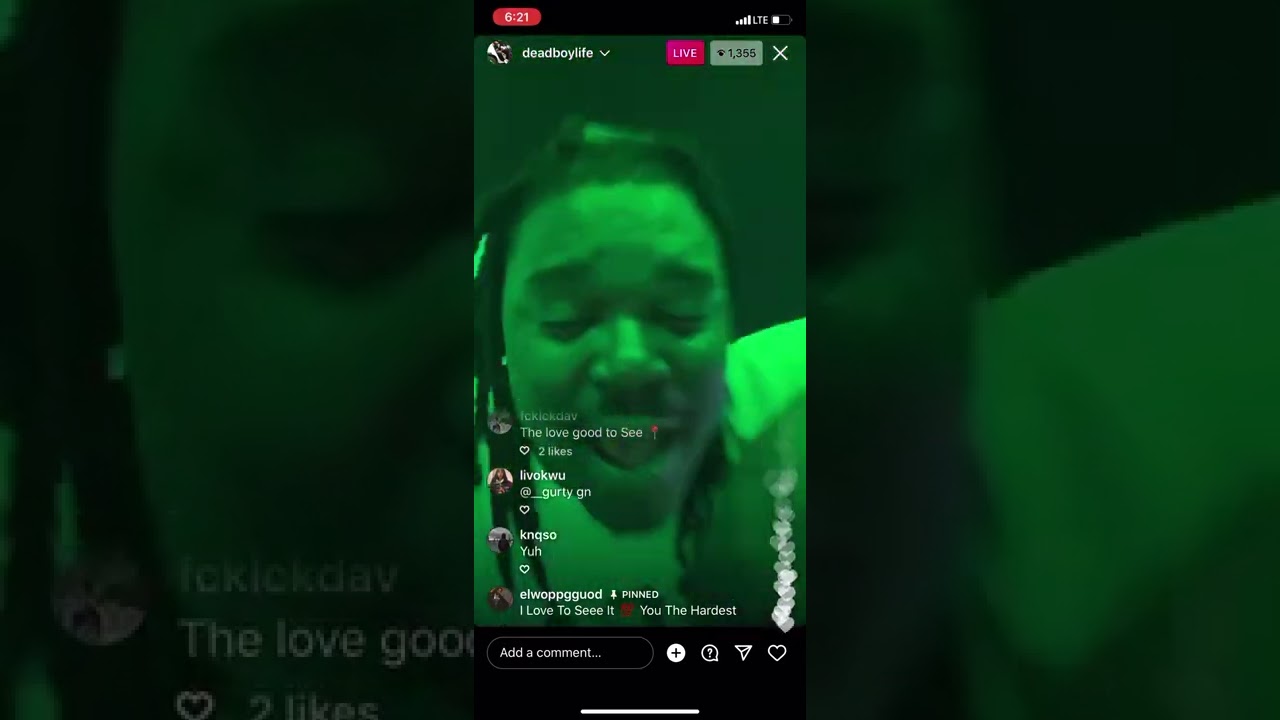 Lucki listening to Yeat on Instagram Live