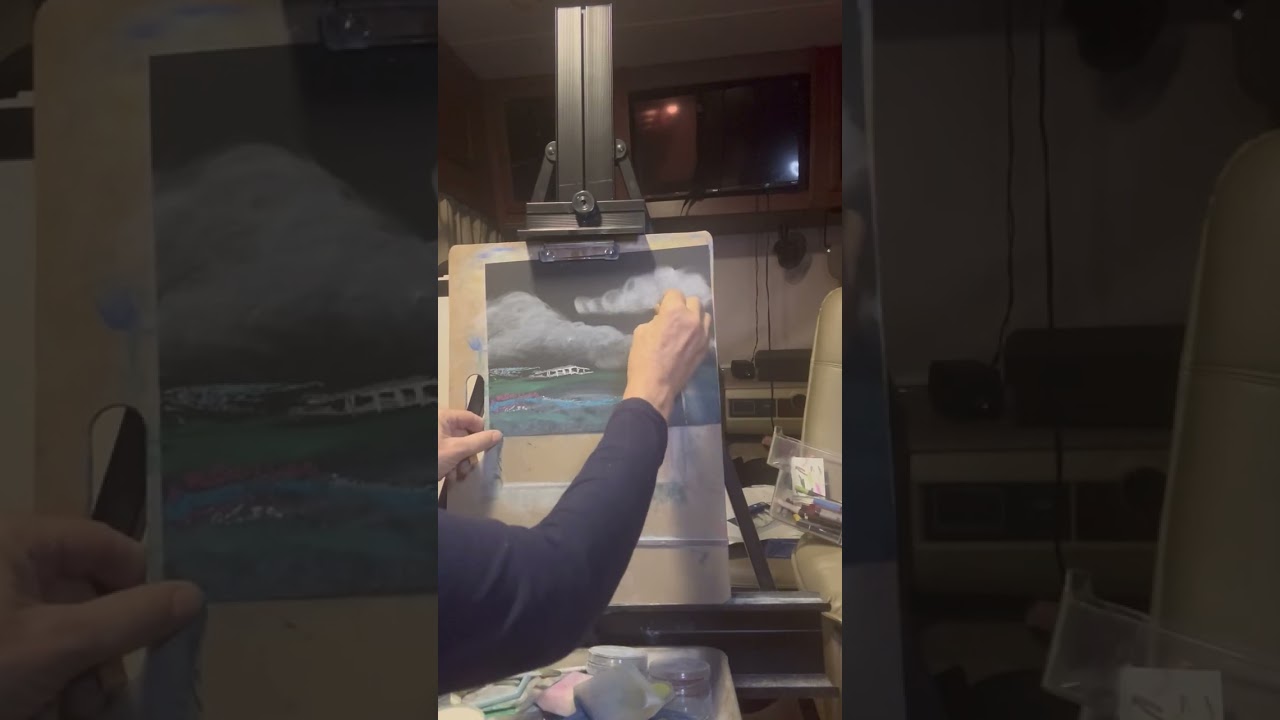 ASMR illustrating, artistic composition, using pastels soft talk