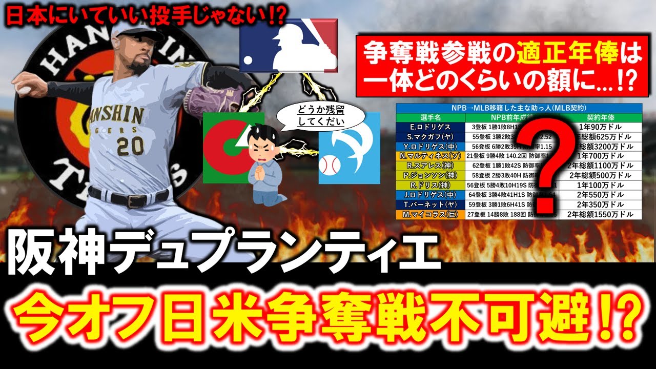 【日本に居ていい投手じゃない...！？】阪神助っ人『デュプランティエ』が防御率１.３１・奪三振率驚異の１１点台でセ奪三振数１位浮上し今オフ日米争奪戦不可避！？その場合の適正年俸は一体どのくらいに！？