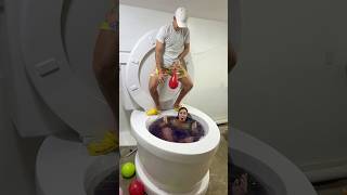 Stranger Surprised Me In The Worlds Largest Toilet With Balloon Trick #Shorts