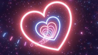 Flying Through Twisty Heart Neon Glow Tunnel With Sparkling Stars 4K UHD 60fps 1 Hour Video Loop