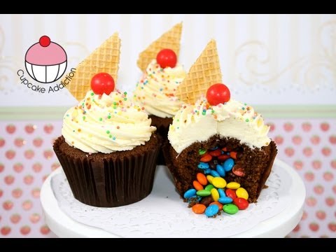 Surprise Pinata Cupcakes! How to make cupcakes with a rainbow candy surprise inside!