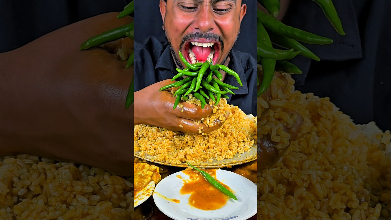 Very Spicy Green Chilli,Rice Eating #mukbang #asmr #shorts #viralshort #short #viralvideo #food #eat