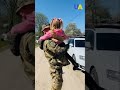 Girl Welcomes Her Father Who Returned Home from the Front