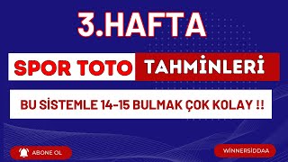 Bu Si̇stemle Her Hafta 14 Ve 15 Bulacaksiniz 3.Hafta Spor Toto Tahmi̇nleri̇ Winners Tv