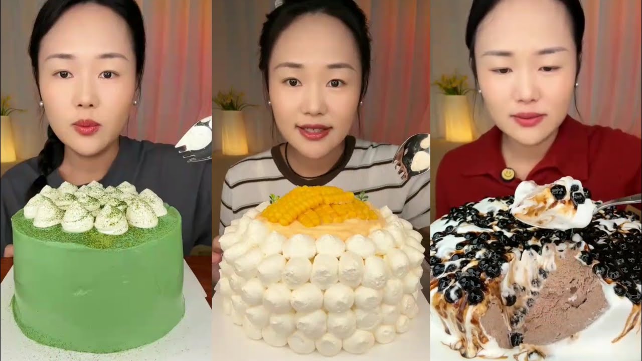 ASMR Mukbang Cream Cake,Pearl Milk Cake,Crepe Cake,Matcha Cake | Satisfying Eating Sounds