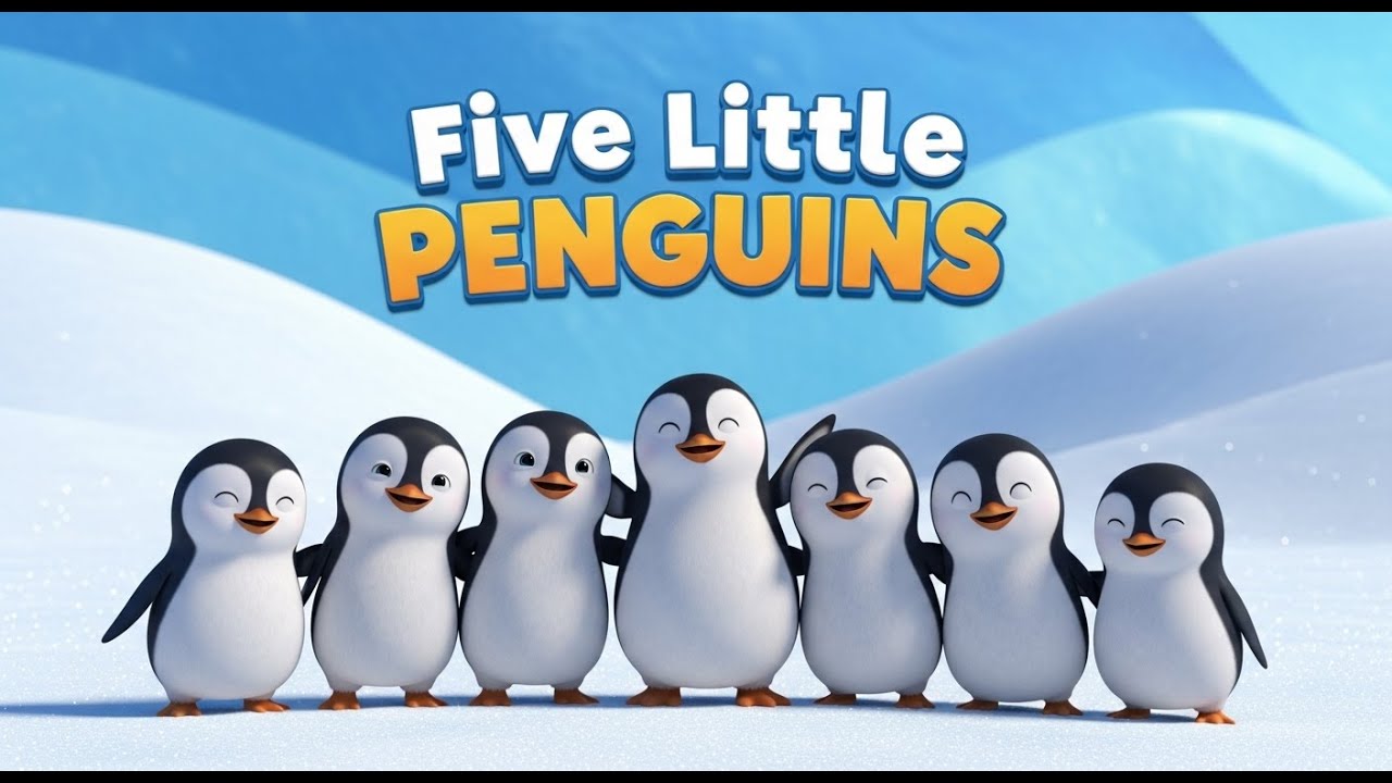 Five Little Penguins 🐧 ️ | Fun Counting Song & Nursery Rhyme for Kids ...